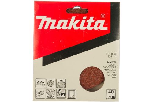 Фото Шлифлист по дереву, металлу и краске 10 шт. 125 мм К40 Makita P-43533 Шлифлист по дереву, металлу и краске 10 шт. 125 мм К40 Makita P-43533