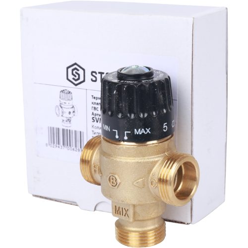SVM-0125-236520 STOUT Термостатический смесительный клапан для систем отопления и ГВС 3/4" НР 30-65°С KV 2,3