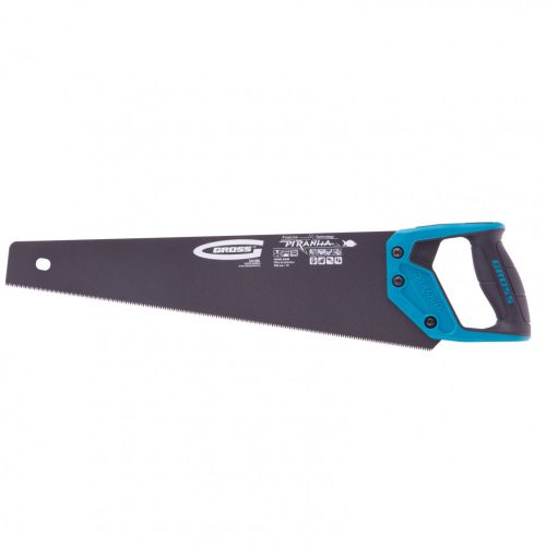 Фото Ножовка по дереву "Piranha", 450 мм, 11-12 TPI, зуб-3D, каленый зуб, тефлоновое покрытие полотна, двухкомпонентная рукоятка Gross Ножовка по дереву "Piranha", 450 мм, 11-12 TPI, зуб-3D, каленый зуб, тефлоновое покрытие полотна, двухкомпонентная рукоятка Gross