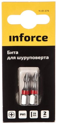Фото Inforce бита для шуруповерта PH1 L=25мм 2шт в упаковке 11-01-379 Inforce бита для шуруповерта PH1 L=25мм 2шт в упаковке 11-01-379