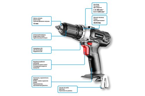 Аккумуляторная дрель-шуруповерт GRAPHITE Energy+ 58g006