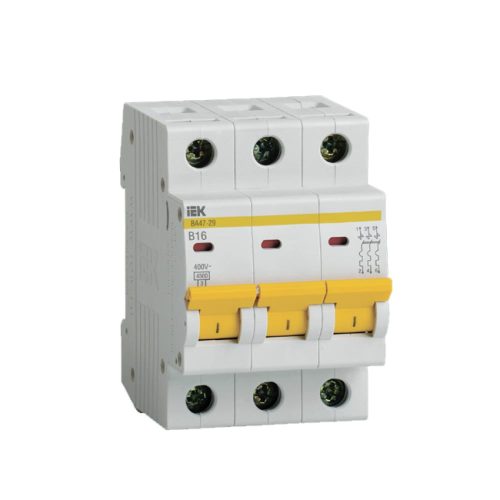 Автоматический модульный выключатель IEK ВА 47-29 3п, B, 16А, 4.5кА, ИЭК MVA20-3-016-B