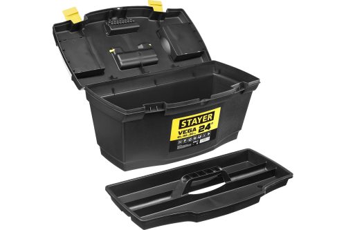 Фото STAYER 610 х 320 х 300 мм (24"), пластиковый, ящик для инструментов VEGA-21 38105-21_z03 STAYER 610 х 320 х 300 мм (24"), пластиковый, ящик для инструментов VEGA-21 38105-21_z03
