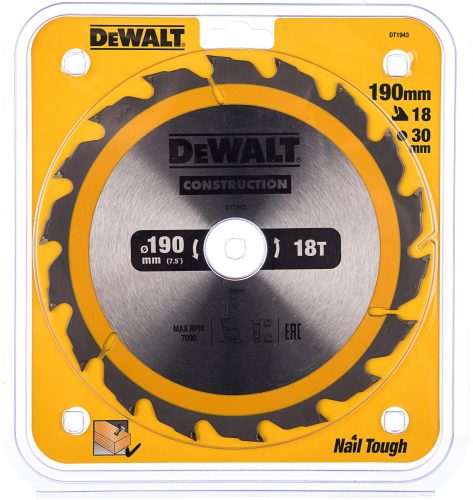 Пильный диск CONSTRUCT (190х30 мм; 18 ATB) Dewalt DT1943