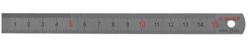 ЗУБР 15 см х 0.5 мм, линейка нержавеющая двусторонняя узкая 34280-0.5-015