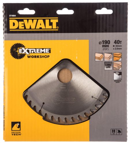 Фото Пильный диск EXTREME по дереву (190х30 мм; 40 WZ) Dewalt DT4064 Пильный диск EXTREME по дереву (190х30 мм; 40 WZ) Dewalt DT4064