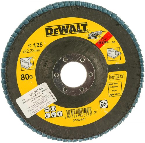 Лепестковый круг EXTREME 125x22.2 мм, 80G, тип 29 DEWALT DT3267