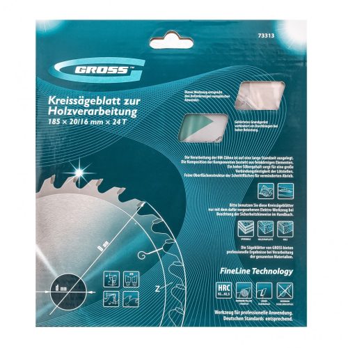 Фото Пильный диск по дереву 185 x 20/16 x 24Т Gross Пильный диск по дереву 185 x 20/16 x 24Т Gross