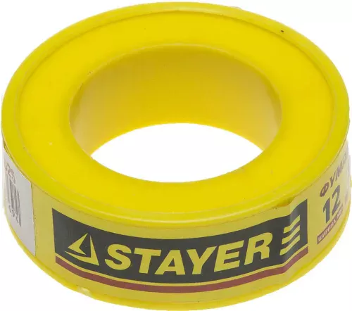 STAYER толщина 0,075 мм, плотность 0,25 г/см3, ширина 12 мм, фум лента 12360-12-025