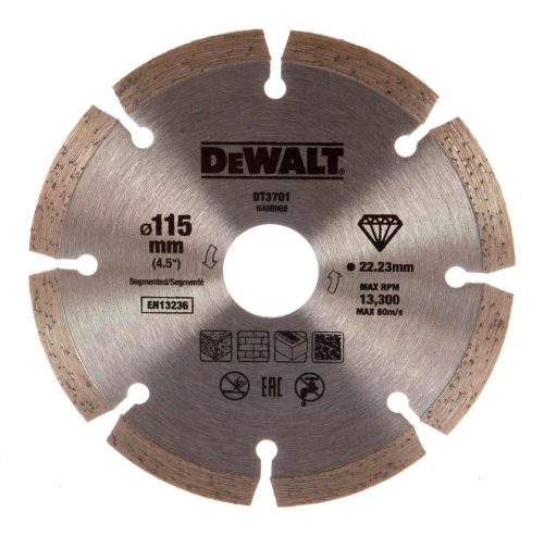 Диск алмазный отрезной (115х22.2 мм) для УШМ DeWALT DT 3701