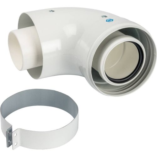 Фото SCA-8610-230090 STOUT Элемент дымохода конденсац. адаптер 90° DN60/100 м/п PP-FE c хомутом (совместим. с Vaillant, Ariston) SCA-8610-230090 STOUT Элемент дымохода конденсац. адаптер 90° DN60/100 м/п PP-FE c хомутом (совместим. с Vaillant, Ariston)