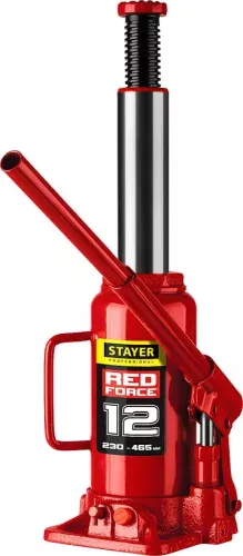 STAYER 12 т, 230-465 мм, домкрат бутылочный гидравлический RED FORCE 43160-12_z01 Professional