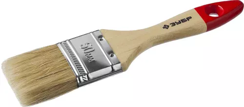 Фото ЗУБР 50 мм, 2'', щетина натуральная светлая, кисть малярная плоская 4-01003-050 ЗУБР 50 мм, 2'', щетина натуральная светлая, кисть малярная плоская 4-01003-050