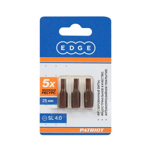 Фото Бита EDGE by PATRIOT SL 4.0мм, сталь S2, длина 25 мм, 3шт в блистере Бита EDGE by PATRIOT SL 4.0мм, сталь S2, длина 25 мм, 3шт в блистере