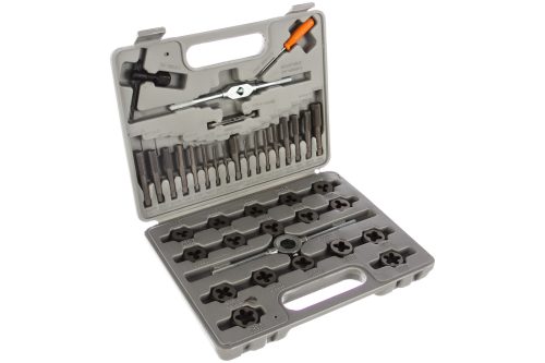 Набор метчиков и плашек М3-М12, плашко-метчикодержатель, 40 предметов, пластиковый бокс Sparta