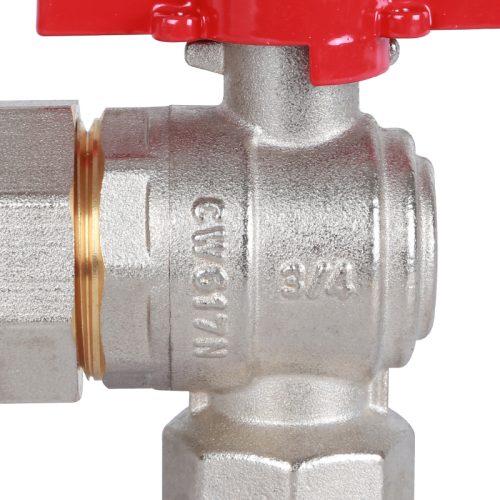 RBV-0006-0610220 ROMMER Шаровой кран угловой с американкой 3/4" ВН/НР, ручка бабочка
