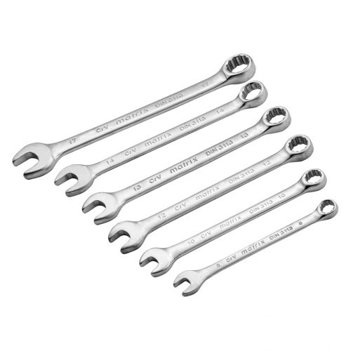 Фото Набор ключей комбинированных, 8-17 мм, 6 шт, CrV, матовый хром Matrix Набор ключей комбинированных, 8-17 мм, 6 шт, CrV, матовый хром Matrix