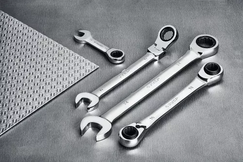 Фото ЗУБР 5 шт, 8 - 14 мм, набор комбинированных гаечных ключей трещоточных укороченных 27103-H5 ЗУБР 5 шт, 8 - 14 мм, набор комбинированных гаечных ключей трещоточных укороченных 27103-H5