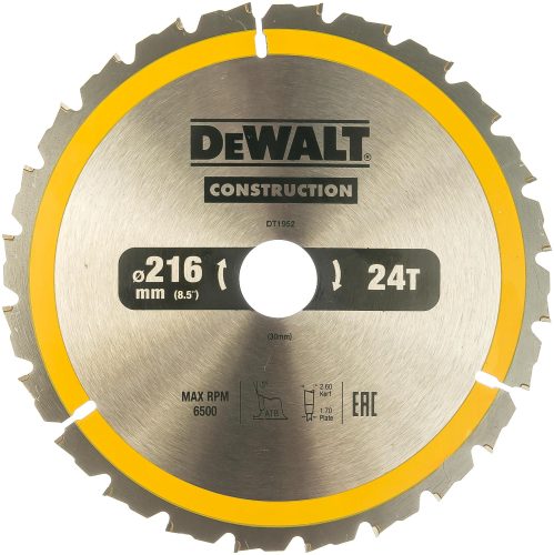 Пильный диск CONSTRUCT (216х30 мм; 24 ATB) Dewalt DT1952
