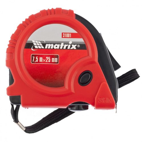 Рулетка Rubber, 7.5 м х 25 мм, обрезиненный корпус Matrix