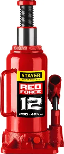 STAYER 12 т, 230-465 мм, домкрат бутылочный гидравлический RED FORCE 43160-12_z01 Professional