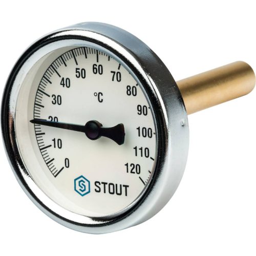SIM-0001-637515 STOUT Термометр биметаллический с погружной гильзой. Корпус Dn 63 мм, гильза 75 мм 1/2", 0...120°С