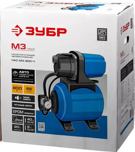 Фото ЗУБР 800 Вт, 55 л/мин, станция насосная М3 НАС-М3-800-Ч ЗУБР 800 Вт, 55 л/мин, станция насосная М3 НАС-М3-800-Ч