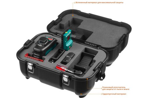 Фото KRAFTOOL 20-70 м, 360 градусов, (детектор), сверхъяркий, IP54, точн. 0,2 мм/м, держатель, детектор, в кейсе, нивелир лазерный LL-3D-4 34640-4 KRAFTOOL 20-70 м, 360 градусов, (детектор), сверхъяркий, IP54, точн. 0,2 мм/м, держатель, детектор, в кейсе, нивелир лазерный LL-3D-4 34640-4