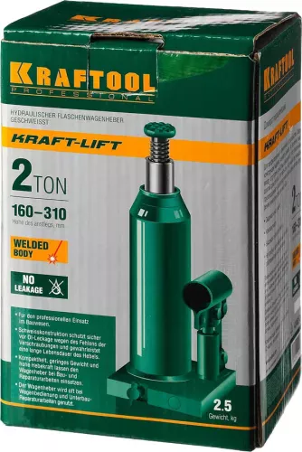 KRAFTOOL 2 т, 160-310 мм, домкрат гидравлический бутылочный сварной Kraft-Lift 43462-2_z01