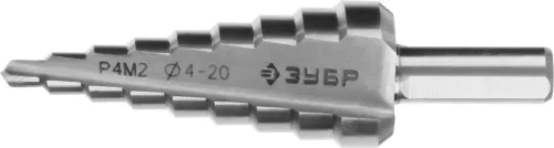 ЗУБР 4-20 мм, 9 ступеней, Р4М2 сверло ступенчатое 29665-4-20-9