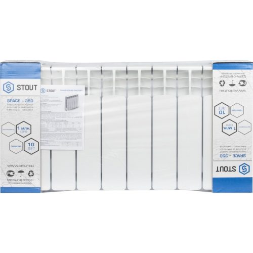 SRB-0310-035010 STOUT Space 350 10 секций радиатор биметаллический боковое подключение RAL9016