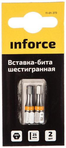 Inforce вставка-бита шестигранная HEX4 L 25 2шт в упаковке 11-01-373