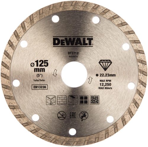 Диск алмазный отрезной Turbo (125х22.2 мм) для УШМ DeWALT DT 3712