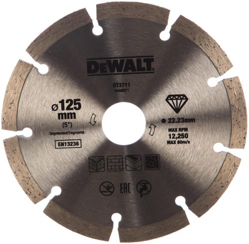Диск алмазный сегментированный для УШМ универсальный (125х22,2 мм) DeWALT DT 3711