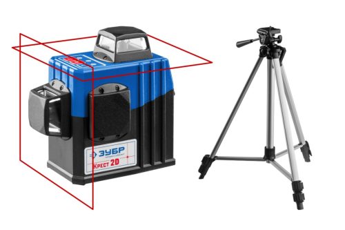 Фото Лазерный уровень ЗУБР Крест-2D (34907-2) со штативом Лазерный уровень ЗУБР Крест-2D (34907-2) со штативом