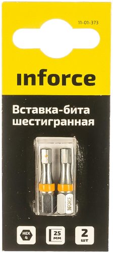 Inforce вставка-бита шестигранная HEX4 L 25 2шт в упаковке 11-01-373