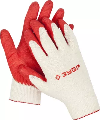 ЗУБР L-XL, 13 класс, 10 пар, х/б, перчатки с одинарным обливом, трикотажные 11458-K10 Мастер
