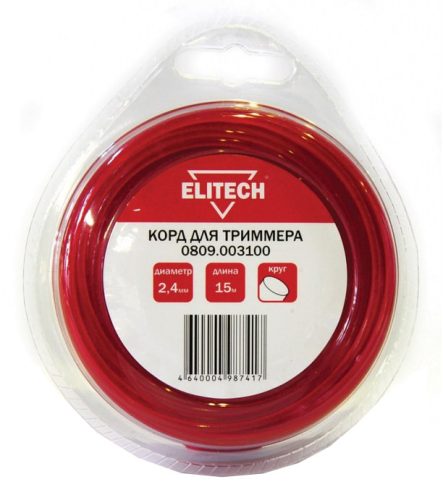 Фото Леска (2.4 мм; 15 м; круг) Elitech 0809.003100 Леска (2.4 мм; 15 м; круг) Elitech 0809.003100