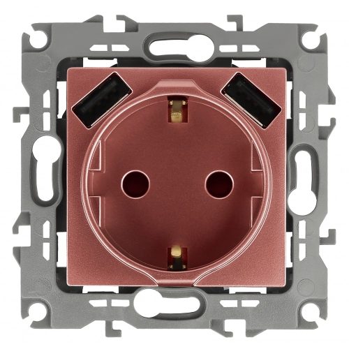 Фото Розетка ЭРА 12410914 2PE 16A 250В, шторки, с 2xUSB 5В 3А, Эра12, медь 10/100/2000 Б0047848 Розетка ЭРА 12410914 2PE 16A 250В, шторки, с 2xUSB 5В 3А, Эра12, медь 10/100/2000 Б0047848