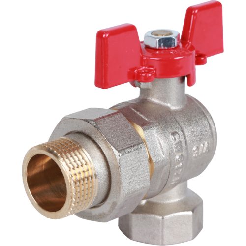 RBV-0006-0610220 ROMMER Шаровой кран угловой с американкой 3/4" ВН/НР, ручка бабочка