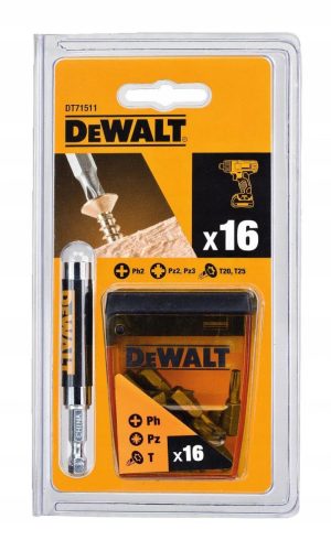Набор бит 16 шт. пластиковый бокс DEWALT DT71511