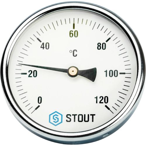 SIM-0001-105015 STOUT Термометр биметаллический с погружной гильзой. Корпус Dn 100 мм, гильза 50 мм 1/2", 0...120°С