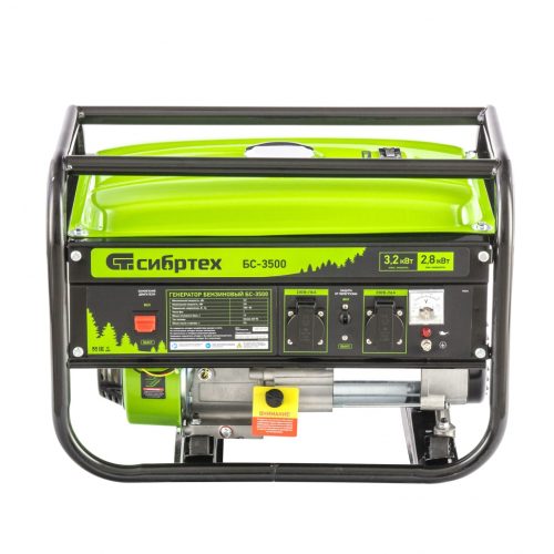 Фото Генератор бензиновый БС-3500, 3.2 кВт, 230В, четырехтактный, 15 л, ручной стартер Сибртех Генератор бензиновый БС-3500, 3.2 кВт, 230В, четырехтактный, 15 л, ручной стартер Сибртех