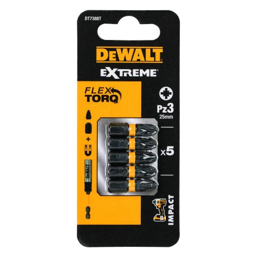 Биты ударные IMPACT Torsion Pz3, 25мм, 5шт. Dewalt DT7388T