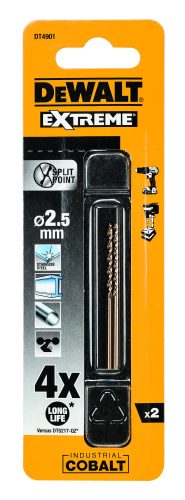 Сверло по металлу 2 шт. COBALT 5% (2.5х57х30 мм) Dewalt DT4901