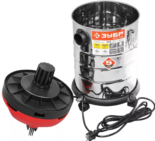 ЗУБР 1400 Вт, пылесос строительный ПУ-30-1400 М3