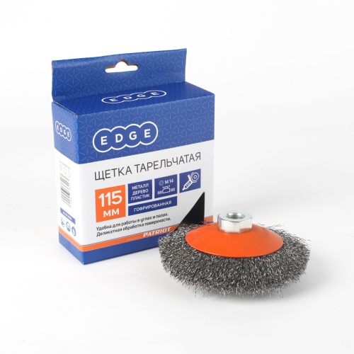 Щетка EDGE by PATRIOT тарельчатая 115ммХМ14 гофрированная проволока
