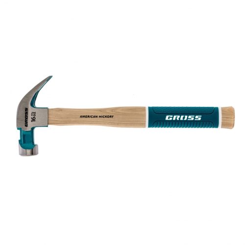 Молоток-гвоздодер, 450 г, угол 45, магнит, обрезиненная рукоятка American hickory GROSS