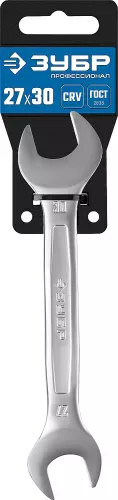Фото ЗУБР 27х30 мм, Cr-V сталь, хромированный, гаечный ключ рожковый 27010-27-30_z01 Профессионал ЗУБР 27х30 мм, Cr-V сталь, хромированный, гаечный ключ рожковый 27010-27-30_z01 Профессионал