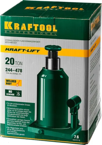 KRAFTOOL 20 т, 244-478 мм, домкрат гидравлический бутылочный сварной Kraft-Lift 43462-20_z01
